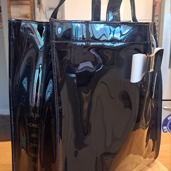 NWT ~ Ted Baker Black Patent Leather Tote Bag - Picture 6 of 7